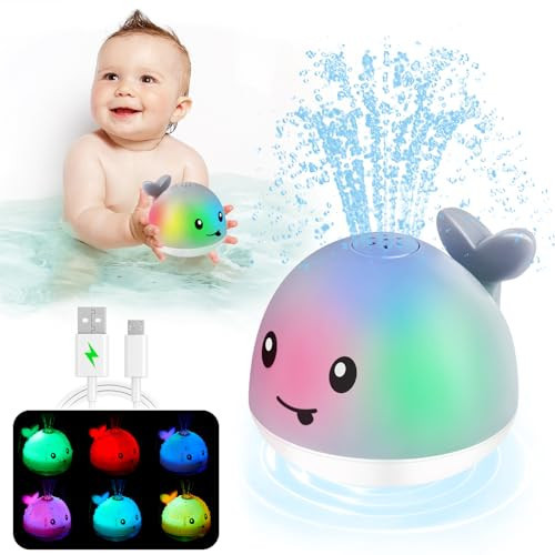 ANGGIKO Baby Bath Toys, Toddler Bath Toys for Kids Ages 1-3, Baby Easter Basket Stuffers, 1 2 3 Year Boy Girl Gifts Baby Toy 6-12-18 Months Light Up Whale Bath Toy Sprinkler Bathtub Pool Water Toy | Amazon (US)