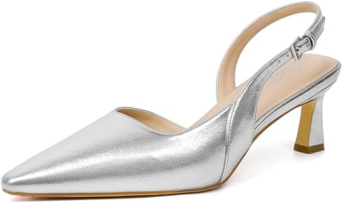 Mostrin Kitten Heels for Women Slingback Pointed Closed Toe Heels Women's Pumps Shoes for Wedding... | Amazon (US)