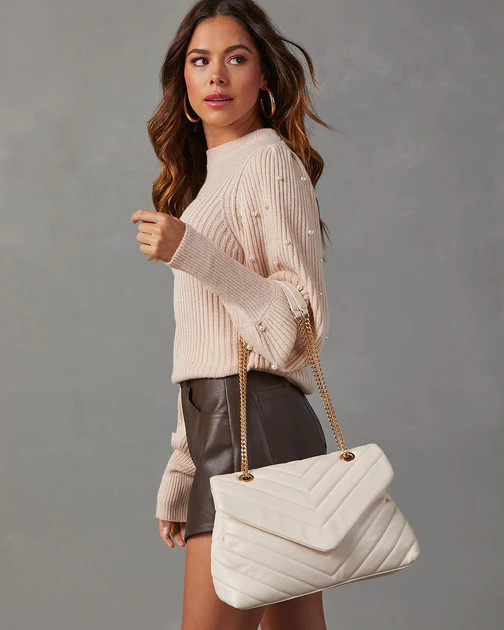 Kaisley Quilted Crossbody Shoulder Bag - Ivory | VICI