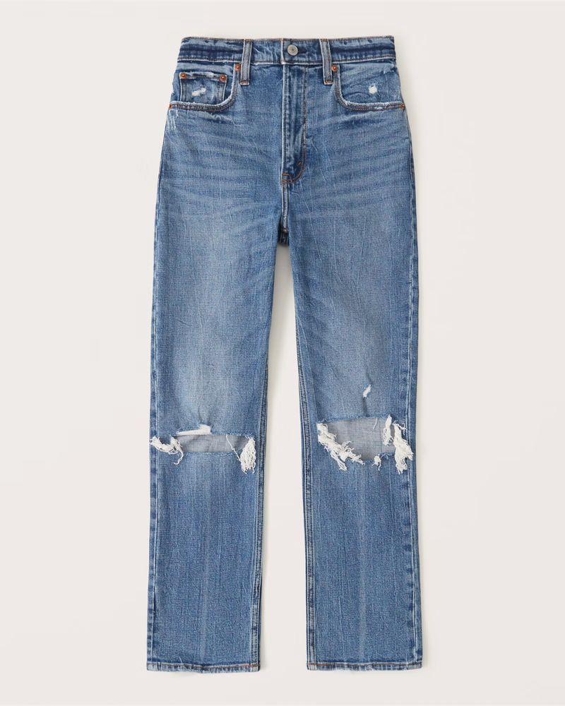 Women's Ultra High Rise Ankle Straight Jean | Women's Bottoms | Abercrombie.com | Abercrombie & Fitch (US)