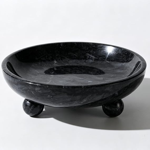 Marble Fruit Bowl with Three Ball Feet, Black | Decorative Serving Tray, Catchall for Jewelry, Ke... | Amazon (US)