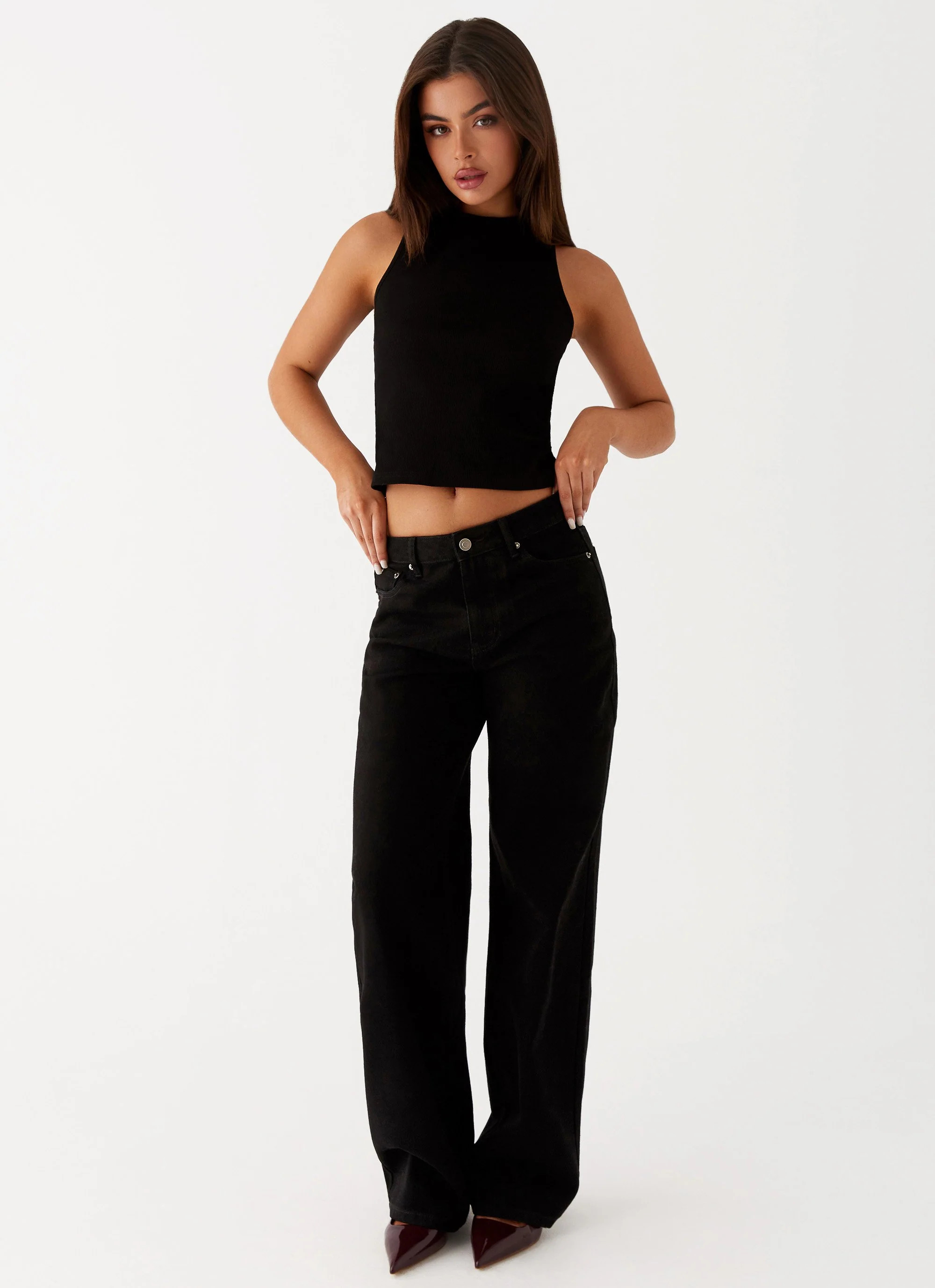Keanna Low Rise Denim Jeans - Black | Peppermayo (Global)