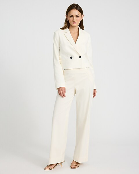 High Waisted Contrast Button Wide Leg Pant | Express