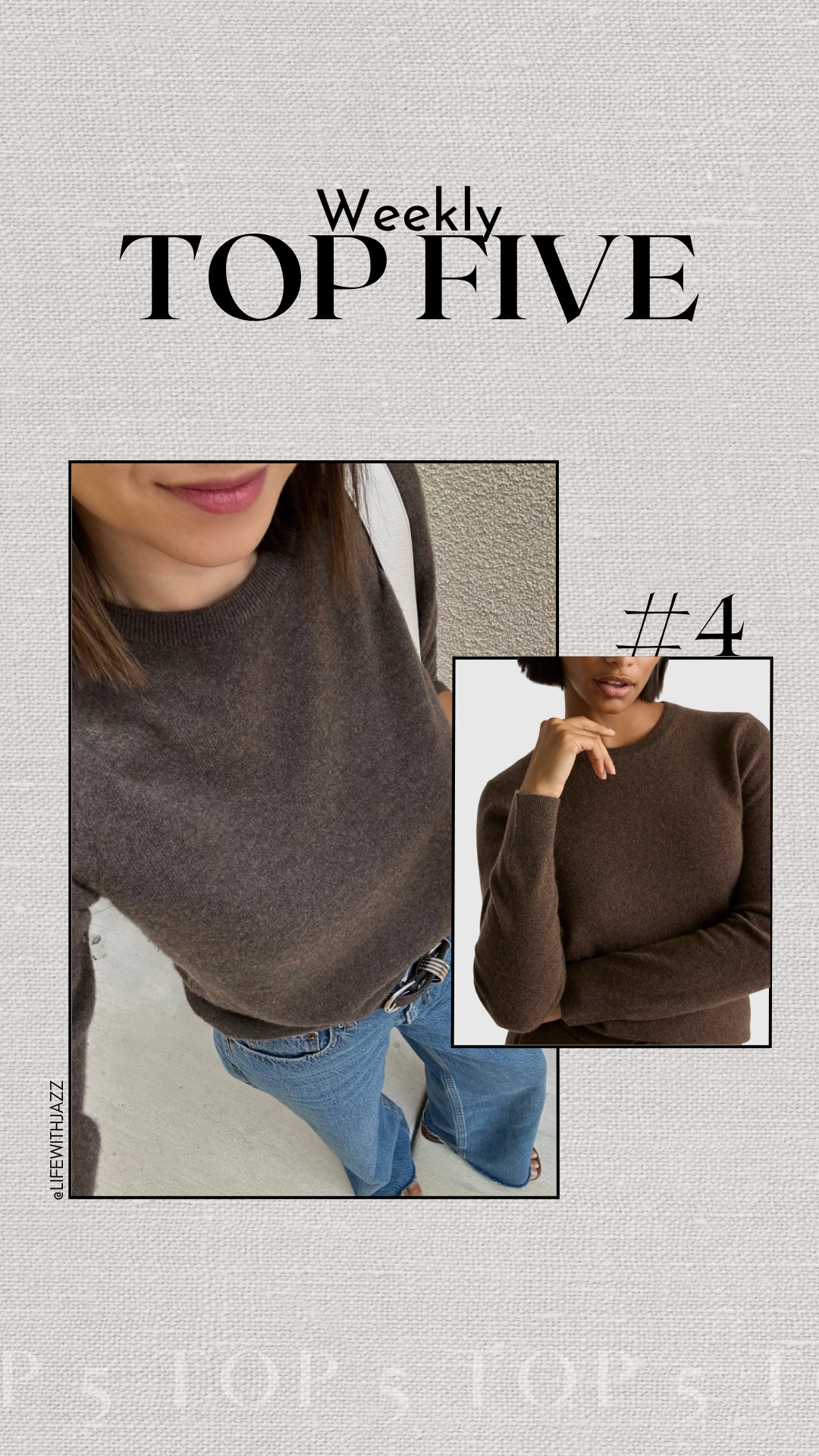  #4 bestseller: Quince cashmere Crewneck 

Wearing xs 

Comes in over 15 colors, under $55 

 

#LTKSeasonal #LTKFindsUnder100