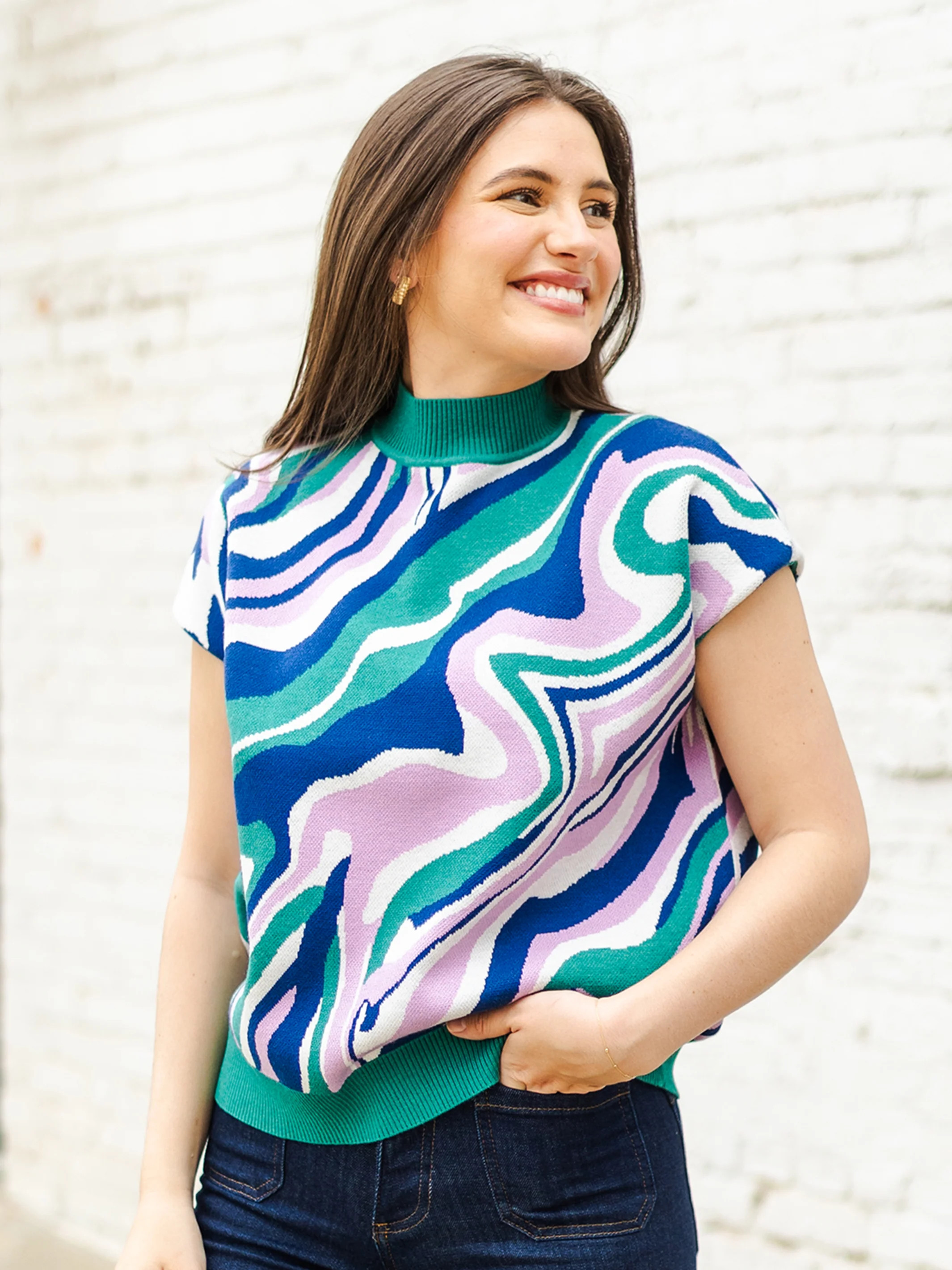 Noelle Sweater | Magic Marble Green | Michelle McDowell
