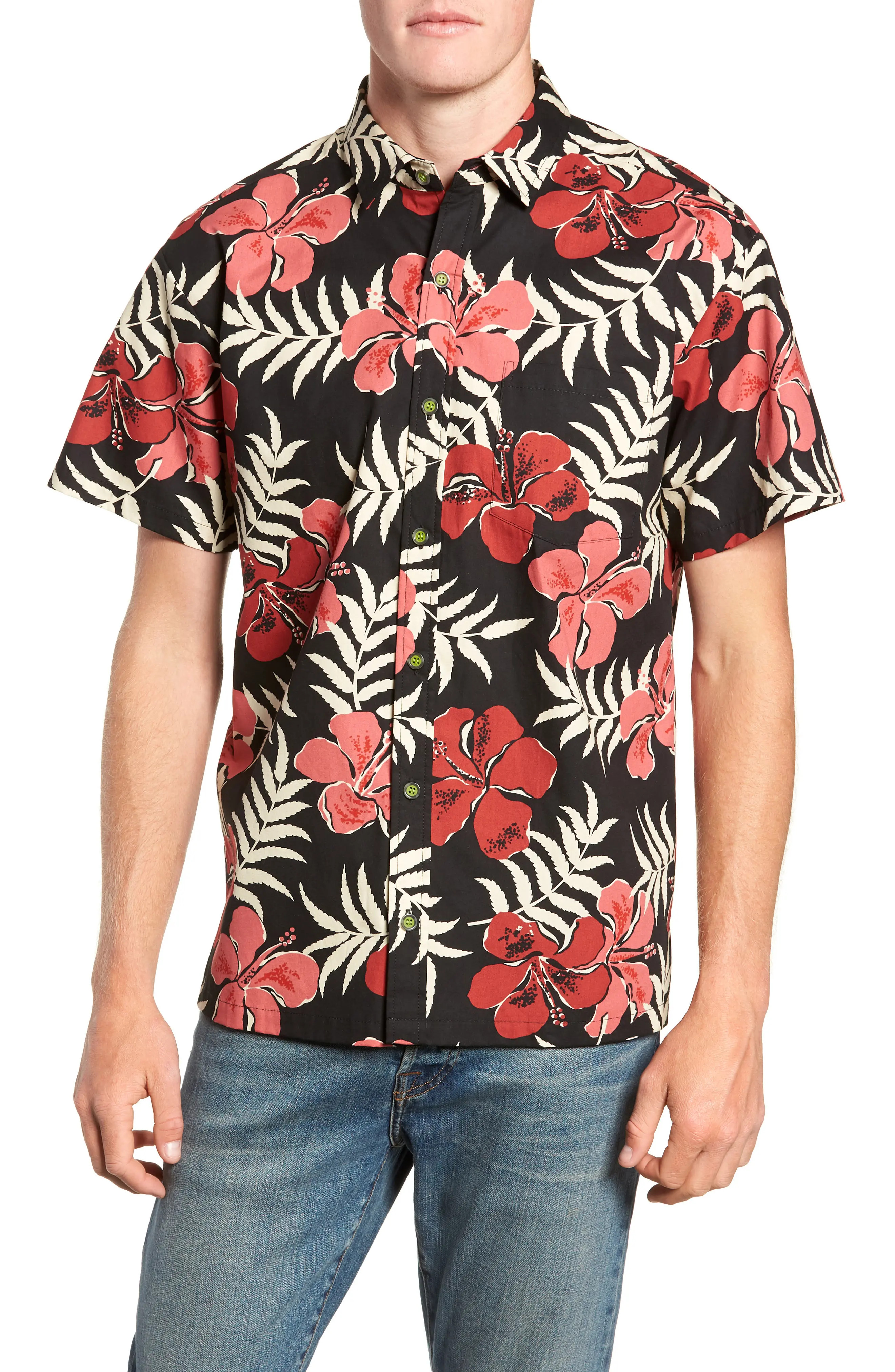 Men's Kahala Puamana Classic Fit Sport Shirt, Size Small - Black | Nordstrom