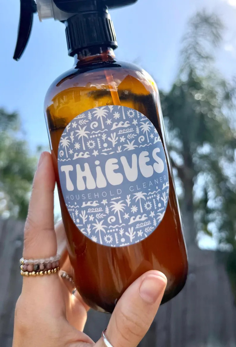 Thieves Cleaner Label | Tropical Palms Hippie - Etsy | Etsy (Global)