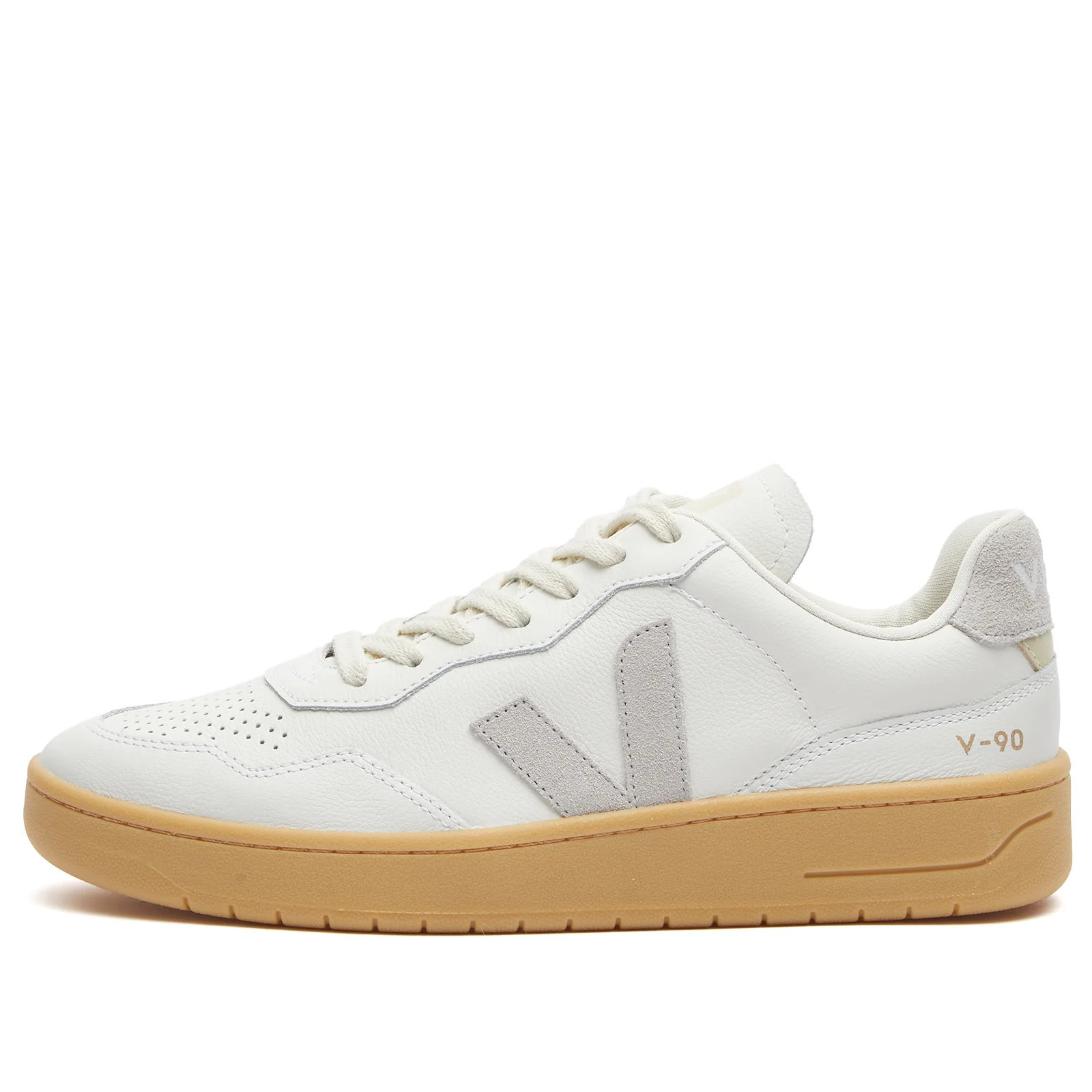 Veja Women's V-90 Sneaker in O.T Leather in Extra/White/Light/Grey/Natural, Size EU 41 | END. Clothing