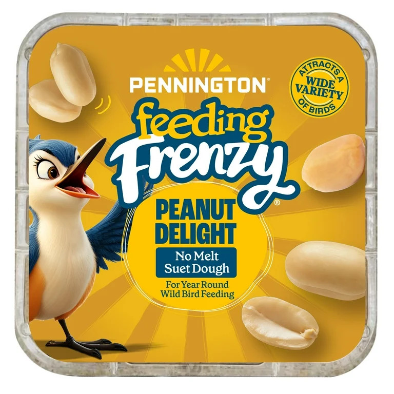 Pennington Feeding Frenzy Peanut Delight No-melt Suet Dough, 11.75 oz Cake, Wild Bird Food, Fresh | Walmart (US)