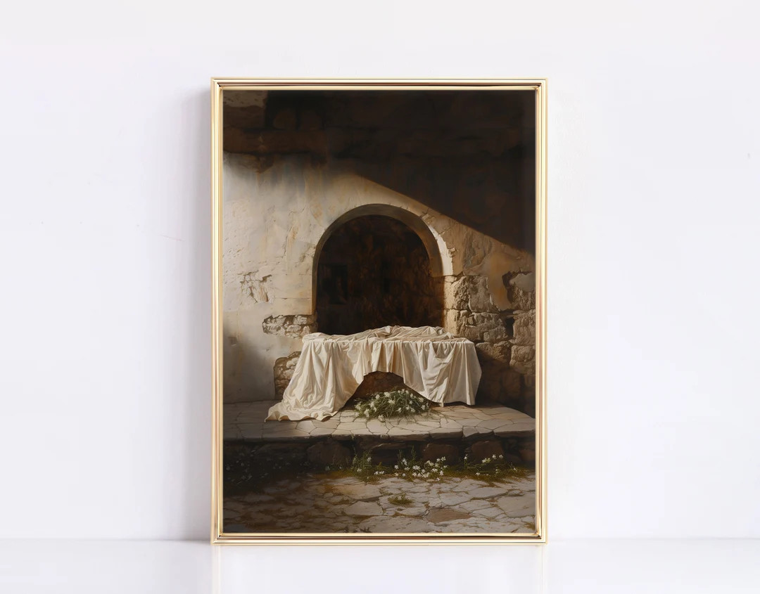 Arched Empty Tomb Christian Art Easter Digital Print Neutral Vintage Easter Resurrection Jesus Ch... | Etsy (US)