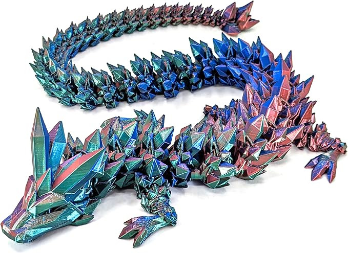 Large 24" Articulated Crystal Dragon - Multi Color 3D Printed Plastic Dragon Figure - Rainbow Pea... | Amazon (US)
