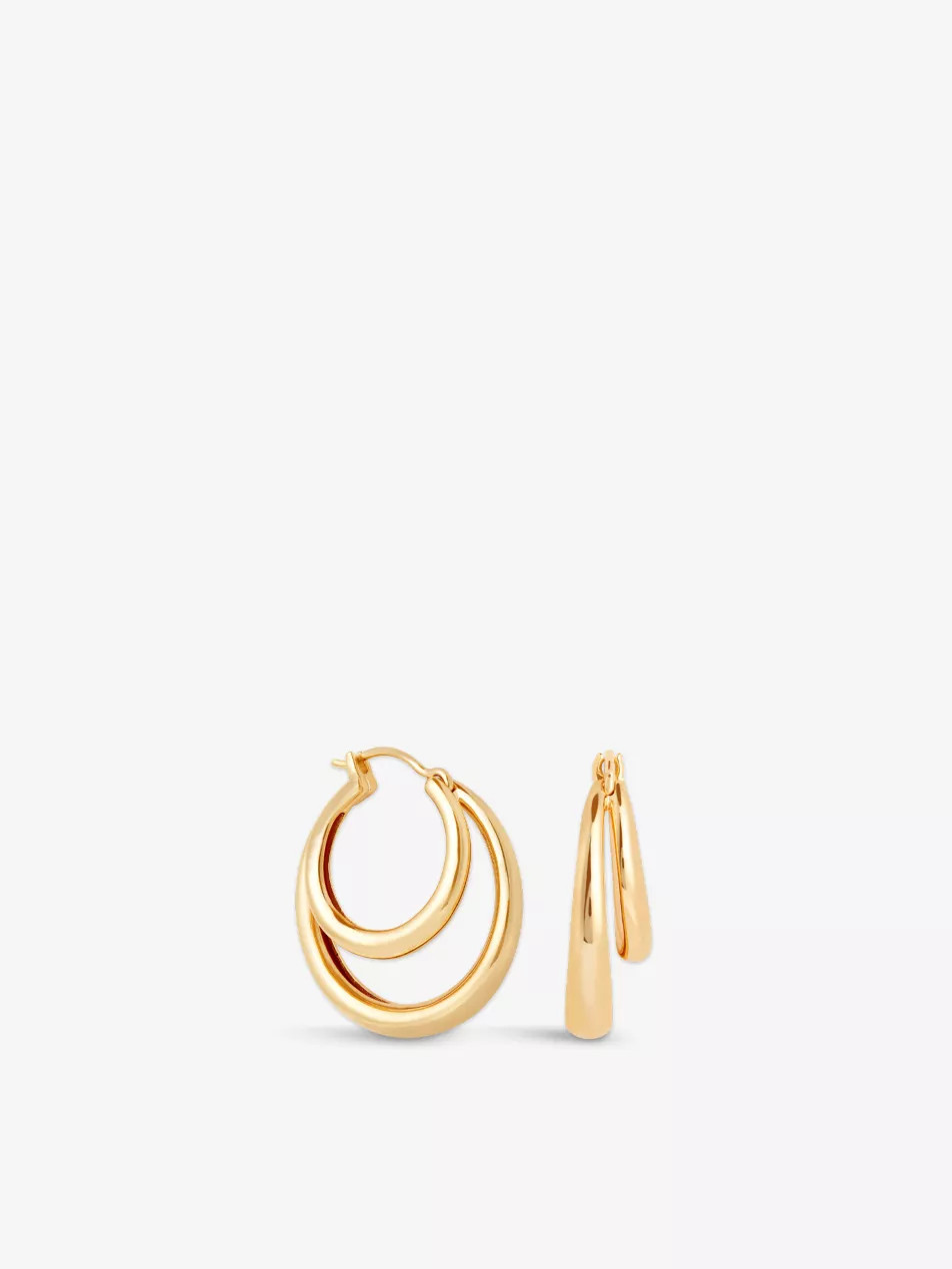 Illusion 18ct yellow gold-plated recycled sterling-silver hoops | Selfridges