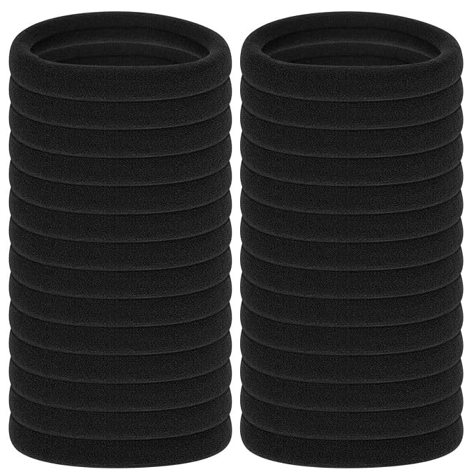 Anezus 50 Pcs Thick Black Hair Ties Large Elastics Bulk Hair Ties Stretch Hair Bands Ponytail Hol... | Amazon (US)