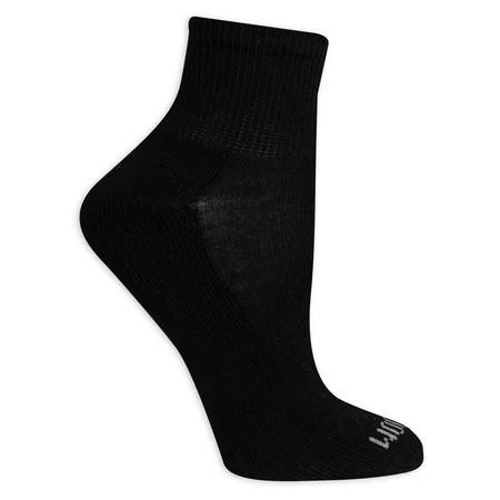 Fruit of the Loom Cushion Ankle Sport Socks for Women, Black, Sizes 4-10 (10-Pack) | Walmart (US)
