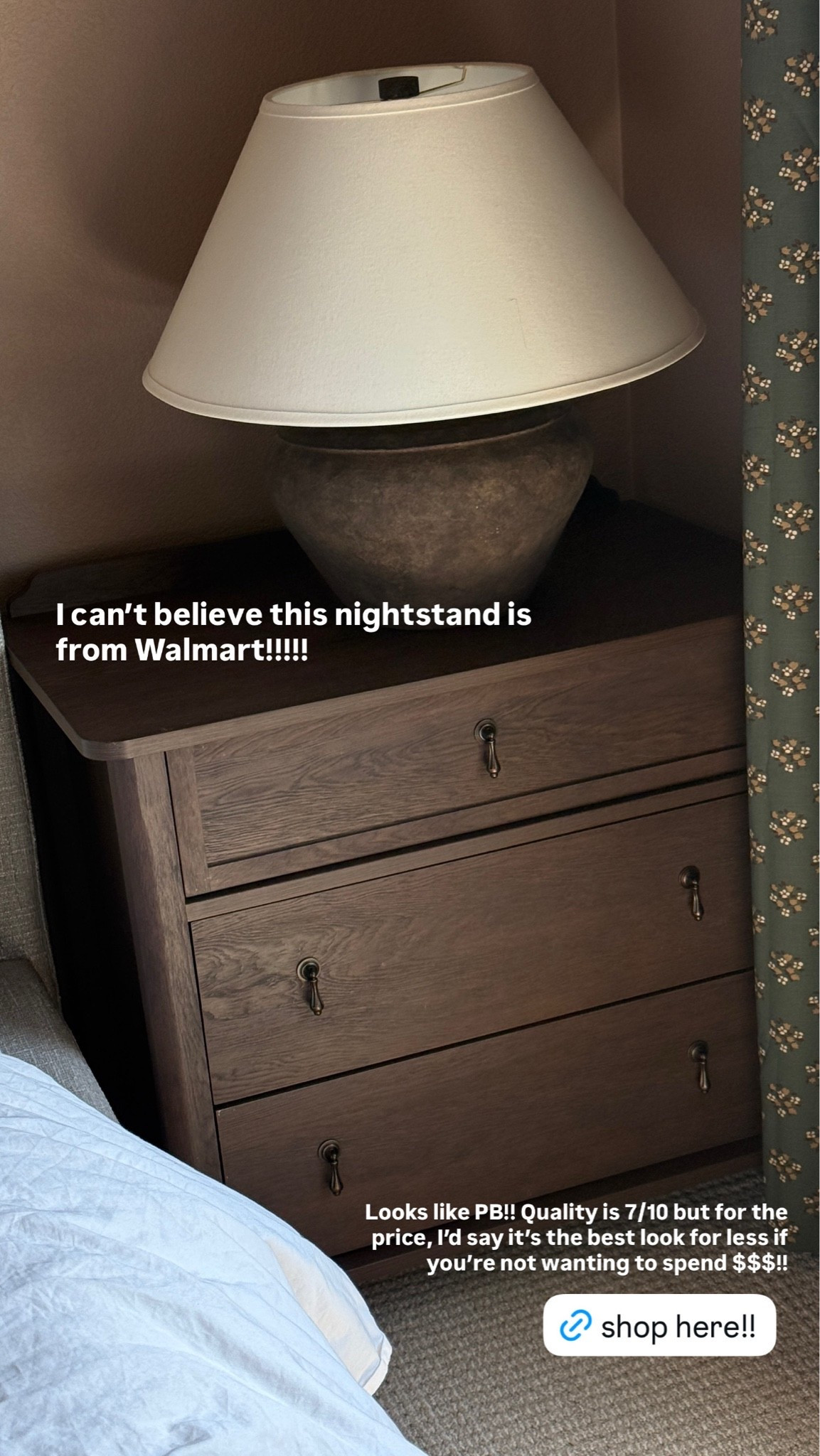 Pottery barn look but WALMART price!! Love this new nightstand from Walmart!! The quality is 7/10 but for the price, I think it’s the best you’re going to find for this look! 

walmart finds, walmart home, affordable home finds, budget friendly nightstands

#LTKHome