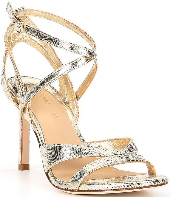 Lione Metallic Foil Fabric Strappy Dress Sandals | Dillard's
