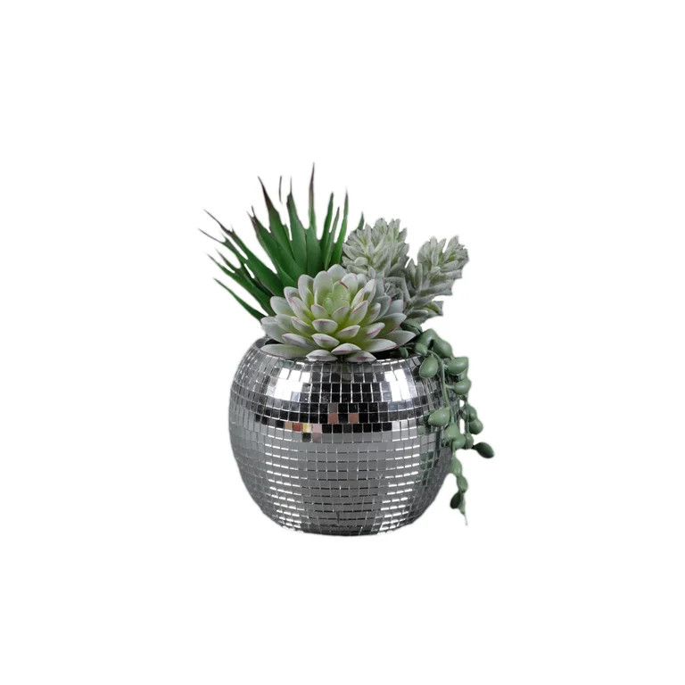 Mainstays 8 " Artificial Succulent Plant in Cement Disco Pot Made for Tabletops- 2 lbs | Walmart (US)