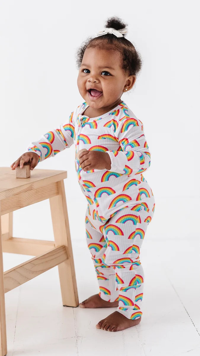 Rainbow Ribbed Convertible Romper | Little Pajama Co.