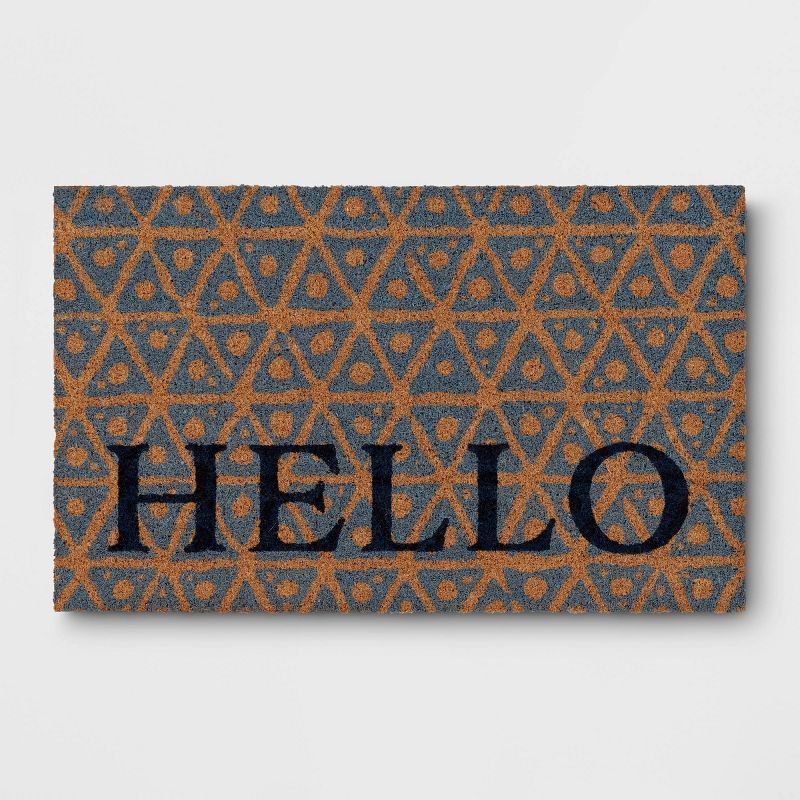1'6"x2'6" 'Hello' Coir Doormat Blue - Threshold™ | Target