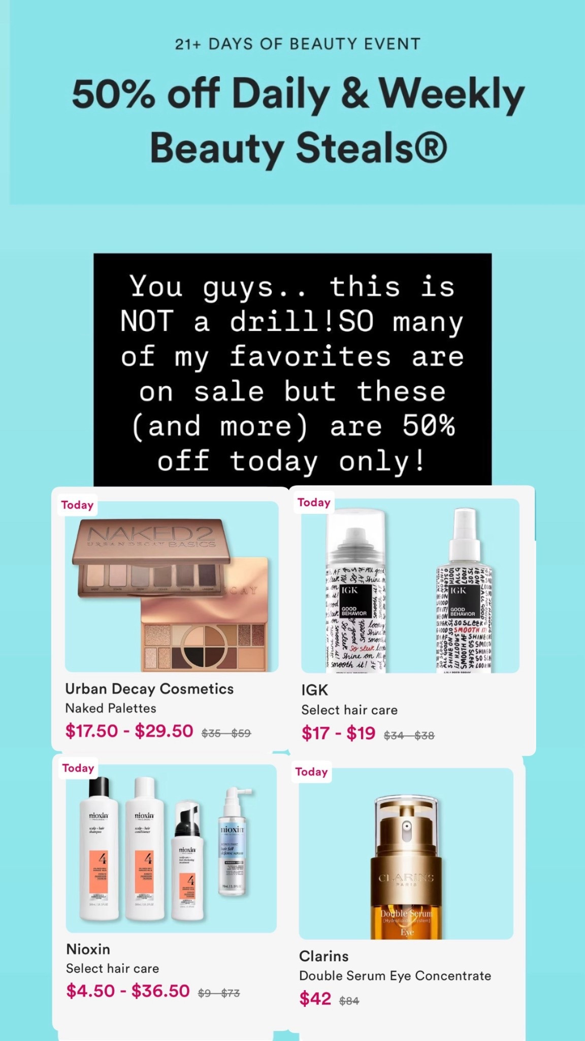 🚨 TODAY ONLY 50% OFF BEAUTY DEALS 🚨

If you’ve been waiting to stock up on your ride-or-die beauty staples… this is your moment.

I don’t just recommend these — I use them on repeat and they deliver every single time 👏✨

💎 What I’m grabbing ASAP:
• This Clarins under eye serum = firm, tight, hydrated under eyes (goodbye tired look)
• Easy eye palettes = creamy, buildable shades that make ANY eye look effortless
• My go-to smoothing spray = heat protection + frizz control + shine + added protein (a full hair transformation in one step)
• My favorite hair serum = if you’re dealing with thinning or hair loss, this is a non-negotiable
• Bonus: the matching shampoo is ALSO on sale this week 🙌

These are the kinds of deals I never skip — luxury performance without the luxury price tag.

✨ Trust me, your future self will thank you for grabbing these while they’re HALF OFF.

🛍️ Tap to shop everything before it’s gone — these WILL sell out.

#LTKBeauty #LTKSaleAlert #UltaBeauty #BeautyDeals #Over40Beauty #AntiAgingSkincare #HairCareRoutine #LTKFinds #BeautyOnSale #SelfCareEssentials

#LTKBeauty #LTKSaleAlert #LTKselfcare