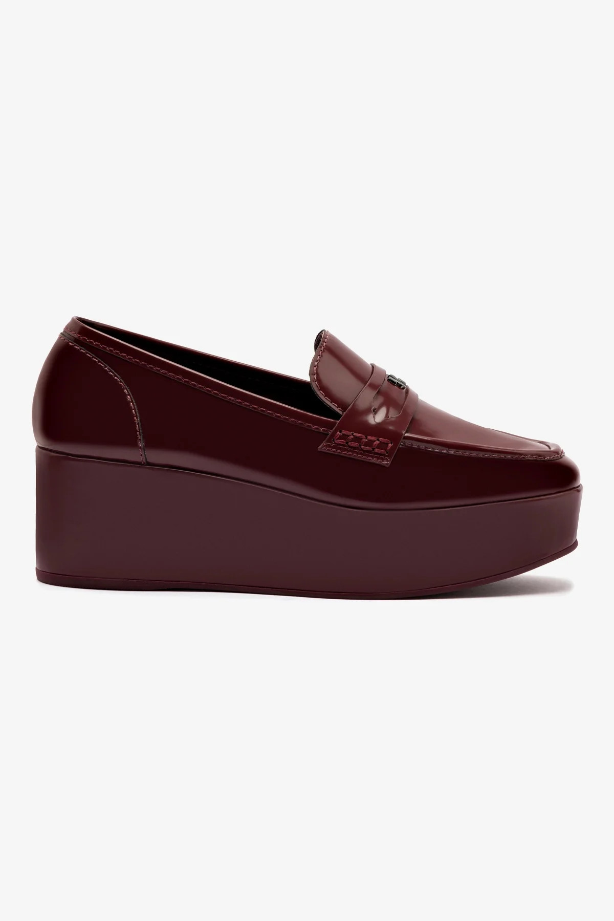 Suki Flatform Loafer In Burgundy Box Leather | Larroude