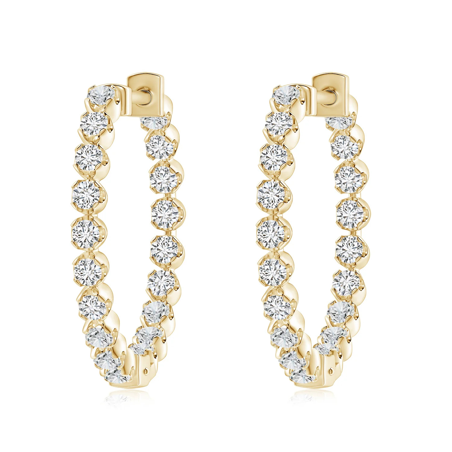 Floating Diamond Inside-Out Hoop Earrings | Angara US