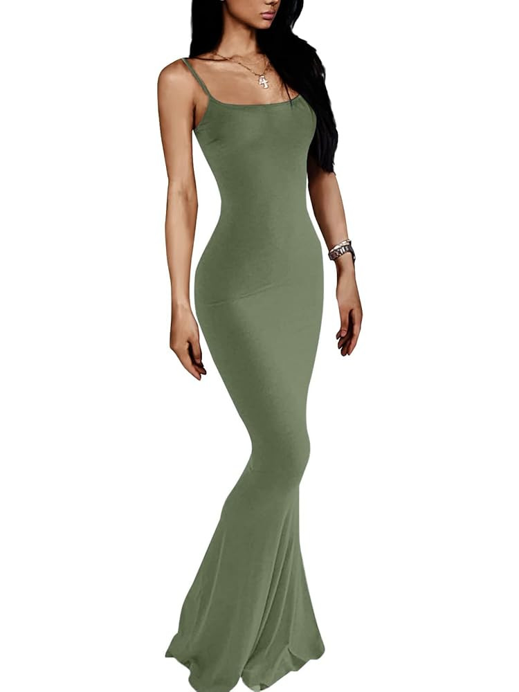 VIUTIL Women's Maxi Bodycon Dress Sexy Spaghetti Strap Sleeveless Tight Slip Long Dresses 2023 | Amazon (US)