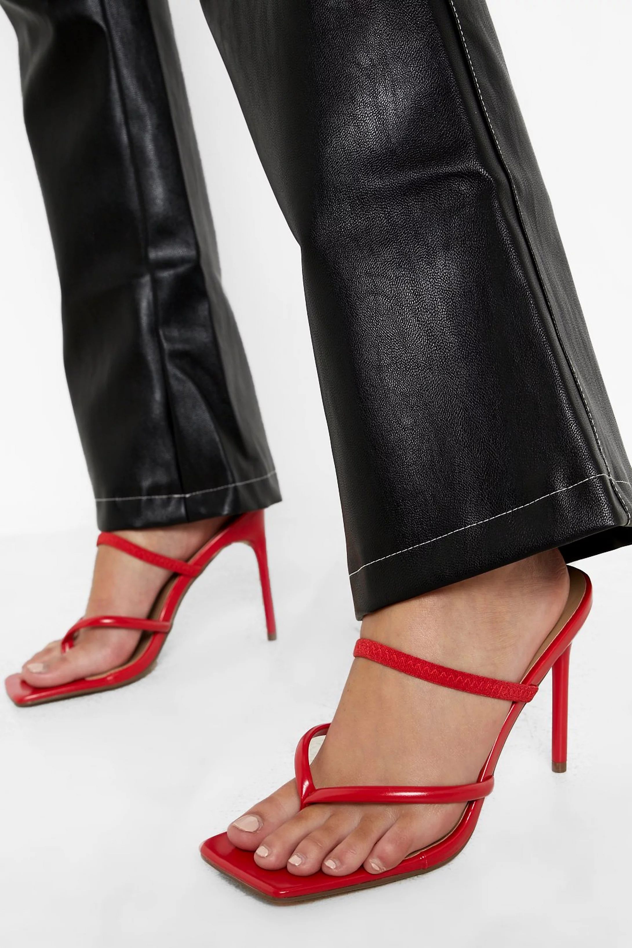 Toe Post Strap Detail Heels | Boohoo.com (US & CA)