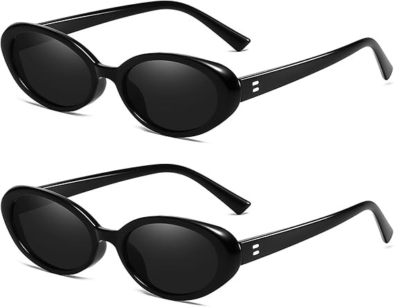 Retro Oval Sunglasses for Women Men Fashion Small Oval Sunglasses 90s Vintage Shades | Amazon (US)