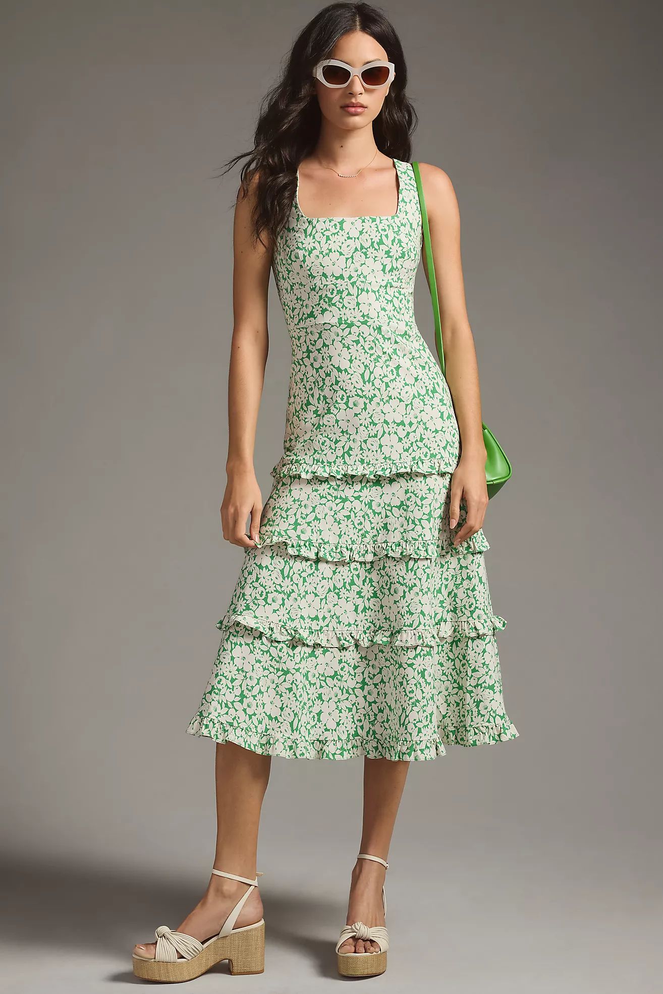 The Blythe Square-Neck Tiered Dress | Anthropologie (US)