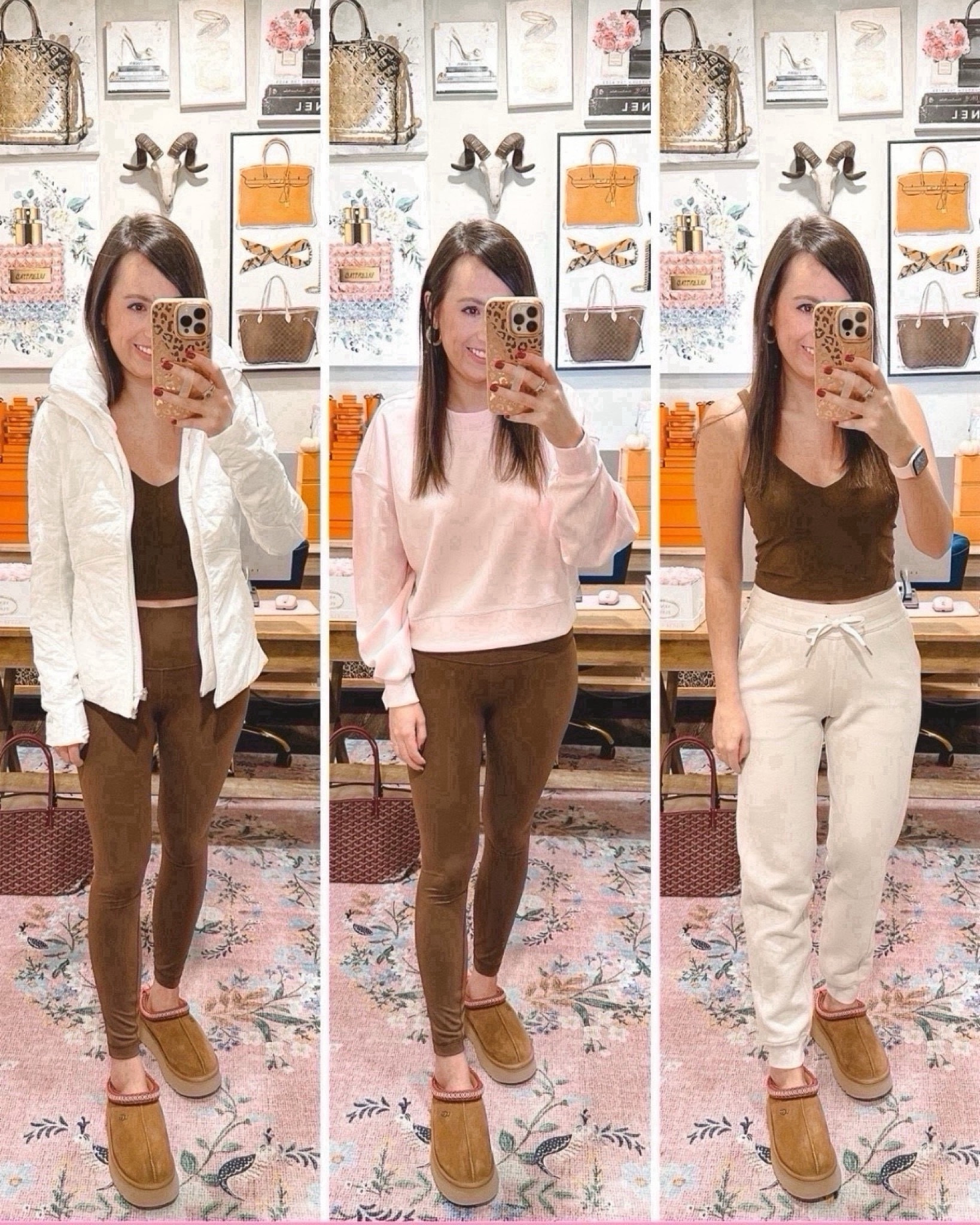 Lululemon try on 
1st outfit - another mile jacket in white (size 6)
2nd outfit -perfectly oversized cropped crew in strawberry milkshake (size 4) with align leggings in Java (size 4) 
3rd outfit - align tank in Java (size 8) with scuba joggers in white opal (size 4) 



#LTKSeasonal #LTKFindsUnder100 #LTKFitness
