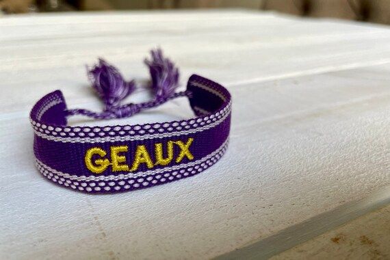 LSU GEAUX Purple Woven Bracelet - Etsy | Etsy (US)