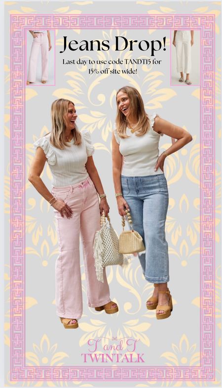The best jeans in pink and white! Perfect summer weight and colors! Love the styles! Use code TANDT15 for 15% off site wide!

#LTKMidsize #LTKOver40 #LTKSaleAlert