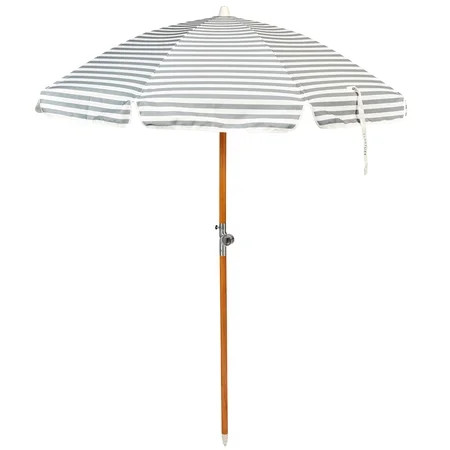 Sunnylife: Luxe Beach Umbrella - Seagrass Stripe - Green, UPF50 Fabric Sun Protection, 61x61x82", Shade Cover, Wood Pole, Carry Bag, Outdoor & Sand | Walmart (US)
