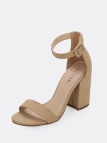 Square Open Toe Thin Ankle strap Block High Heels | SHEIN