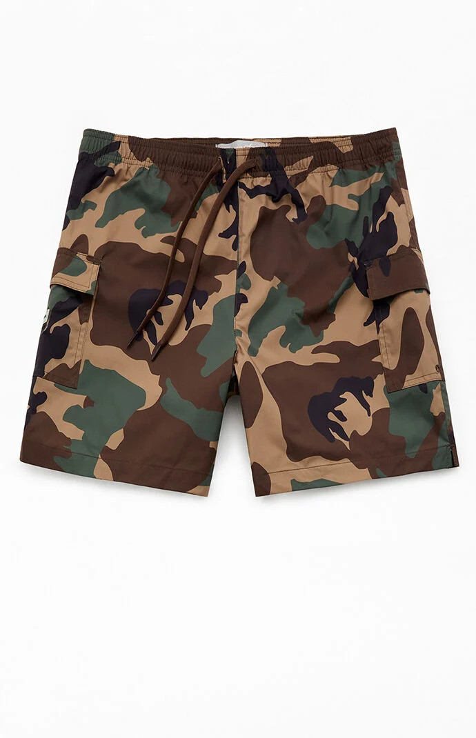 Men's Camo Cargo 6.5"" Swim Trunks in Camouflage - Size Small | PacSun