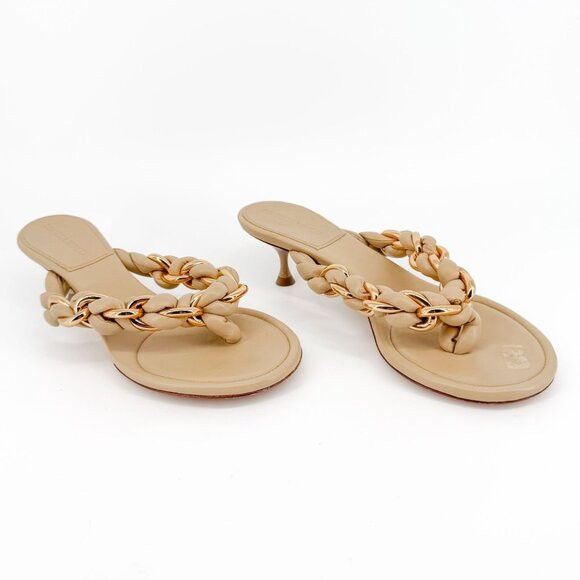 Bottega Veneta Dot Braided Chain Sandal Size 37.5 US 7.5 Beige Thong Kitten Heel | Poshmark
