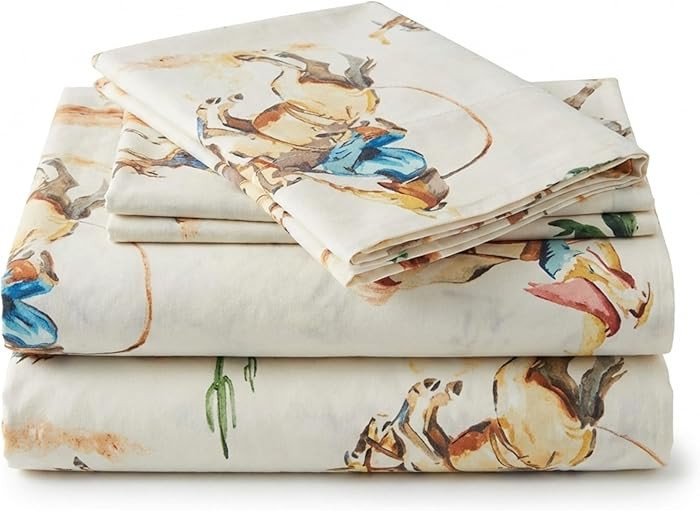 Rod's True Western Bronco Full Sheet Set \u2013 4 Piece Western Bedding, Rust Tan Blue Green Cott... | Amazon (US)