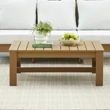 Better Homes & Gardens Ezra Outdoor Teak HDPE Coffee Table | Walmart (US)