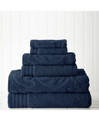 6-Pc. Jacquard/Solid Medallion Swirl Towel Set | Macys (US)
