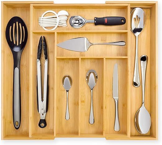 Dynamic Gear Bamboo Expandable Drawer Organizer, Premium Cutlery and Utensil Tray, Perfect for Th... | Amazon (US)