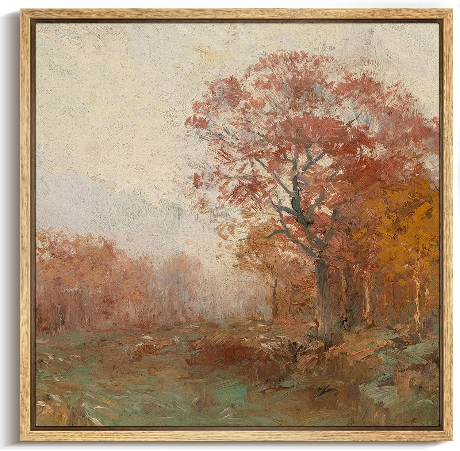 MUDECOR Framed Canvas Print Wall Art Autumn Landscape Painting with Orange and Red Trees Illustra... | Amazon (US)