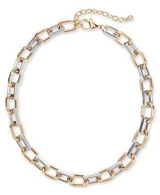 On 34th Two-Tone Link Necklace, 15 | Macy's