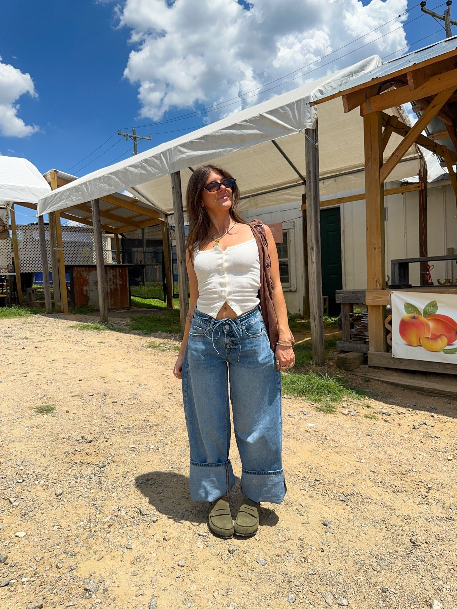 wearing size 0 in jeans and Birkenstock color thyme! 