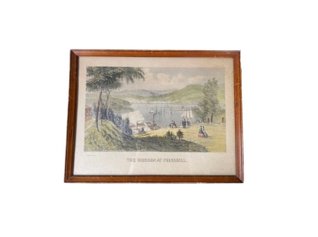 Currier & Ives "The Hudson at Peekskill"  Lithograph in Simple Wooden Frame - Under Glass - Print... | Etsy (US)