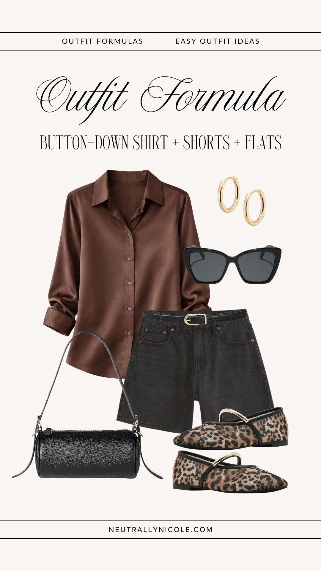 Outfit formulas for easy everyday outfits ft capsule wardrobe staples | casual outfit, satin blouse outfit, denim shorts outfit, spring outfit, summer outfit, ballet flats outfit, brunch outfit, neutral outfit, neutral style, amazon fashion, abercrombie // Neutrally Nicole, @neutrallynicole, neutrallynicole.com 

 #LTKootd #LTKSaleAlert