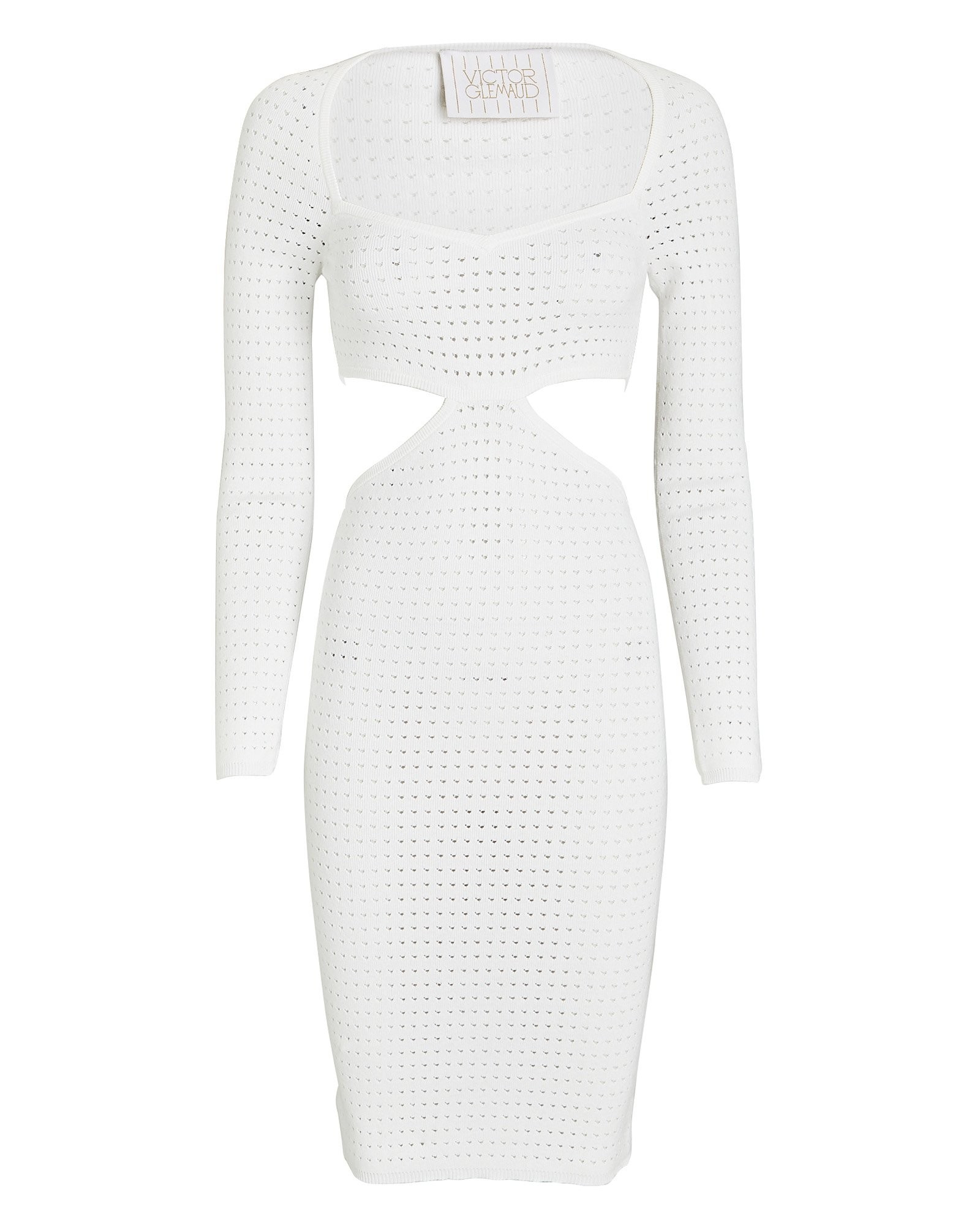 Victor Glemaud Long-Sleeve Cut-Out Dress, White S | INTERMIX
