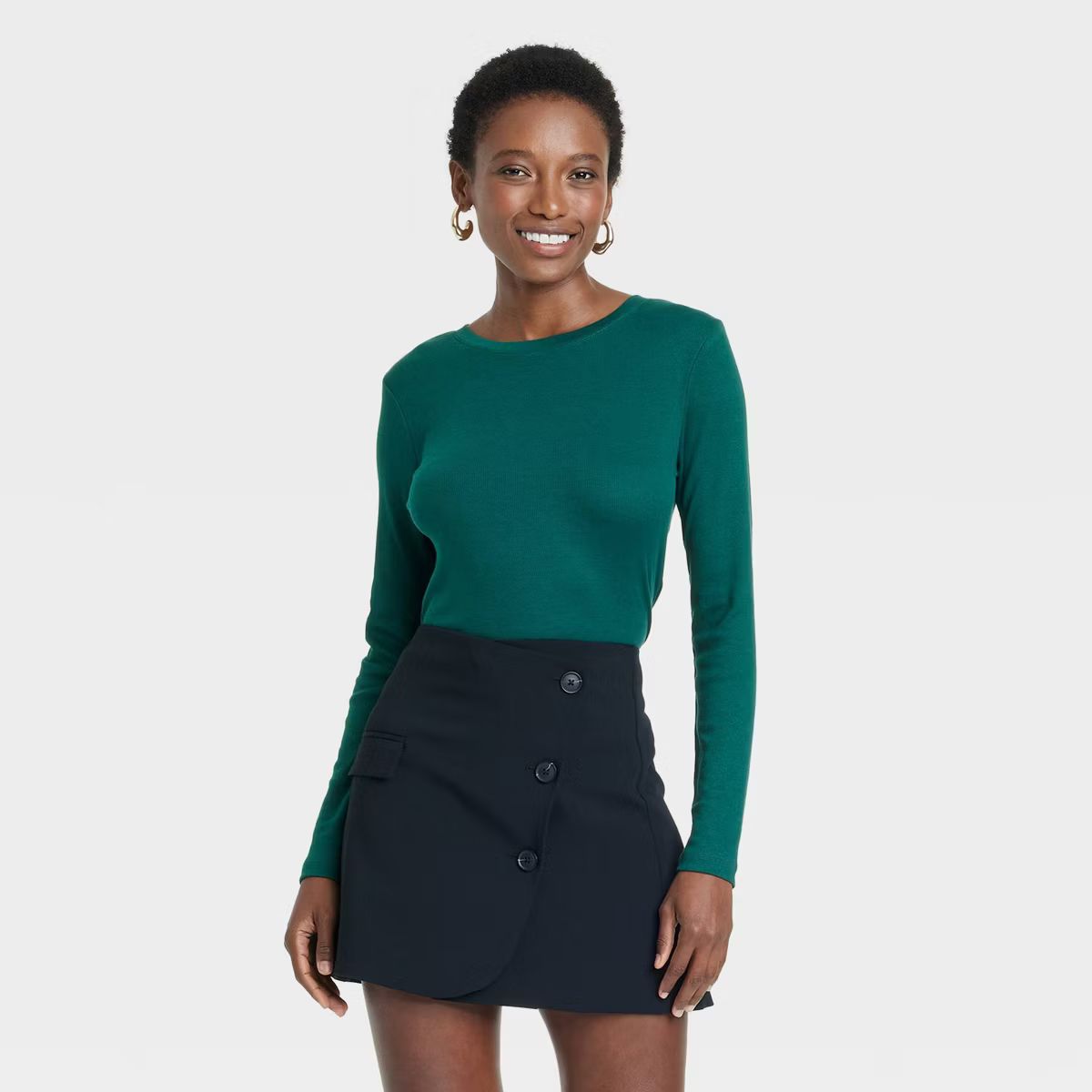 Women's Long Sleeve Ribbed T-Shirt - A New Day™ | Target