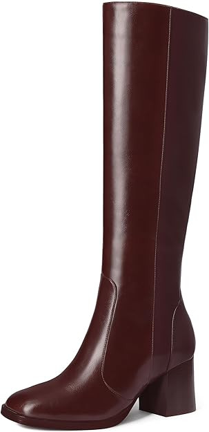 MUCCCUTE Knee High Boots for Women Square Toe Chunky Heel Side Zipper Rhinestone Sparkly Fashion ... | Amazon (US)