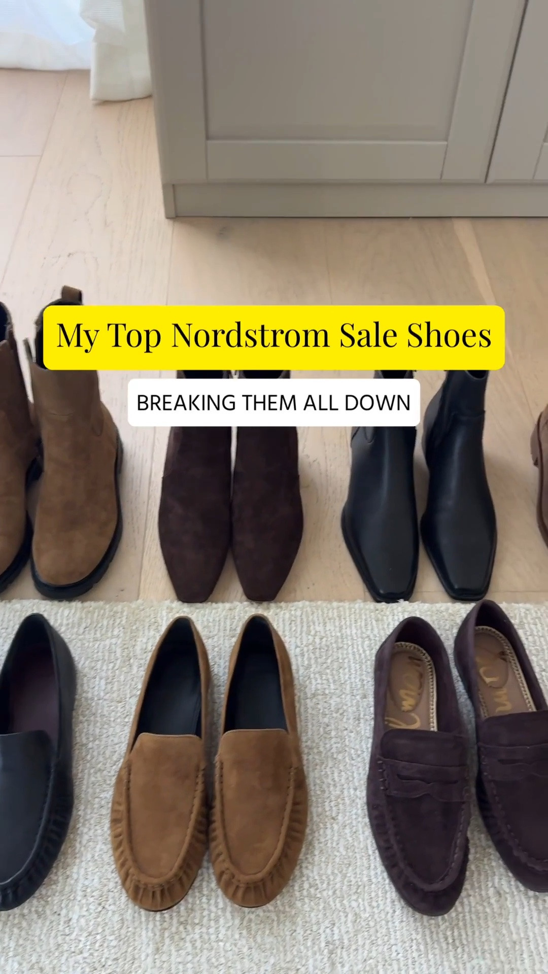 Nordstrom Anniversary Sale: Top shoe picks and the breakdown of each. 

Vince Sydney Lug Sole 5.5 - my favorite lug sole from the sale. It has a perfect long shaft, a not-too-round toe, and it isn't too heavy or bulky. 

Vince Hailey Heeled Boot 5.5 - The perfect shape heeled bootie. These are incredible and the heel height and shape are very comfy! I like these a half size up to give me space for thick socks. 

Steve Madden Define Boots 5.5 - The perfect flat bootie. I have the old versions and they've proven to be the perfect boot for fall and winter. They are very comfortable and most importantly wearable. 

Aquatalia Romeo Waterproof Boots 6 -  A complete waterproof boot. The number one question I get asked in the winter is for waterproof boots, so get them now. These are slim on the foot, not overly bulky. I found the 5.5 to be a little snug so the 6 fit better with a thicker sock. 

Vince Tristan loafers 5 - obsessed with these! Comfortable and stunning! No extra bells and whistles, so they will last you for years. 

Sam Edelman Lizbeth Loafers 5 - A great more affordable loafer option. I'm a big fan of Sam Edelman loafers, i have many. Very comfortable and run tts. 

Bernardo Meredith Flats 6 (smallest size) - THE shape of ballet flats for fall. Buttery soft leather, just so comfortable. Smallest size is a 6, so they are too big for me. Snag these if you can!

#LTKmomlife #LTKPetite #LTKSaleAlert